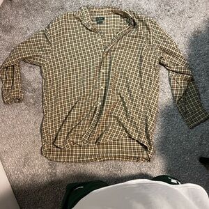 J. Crew Tan and Black Checkered Shirt
